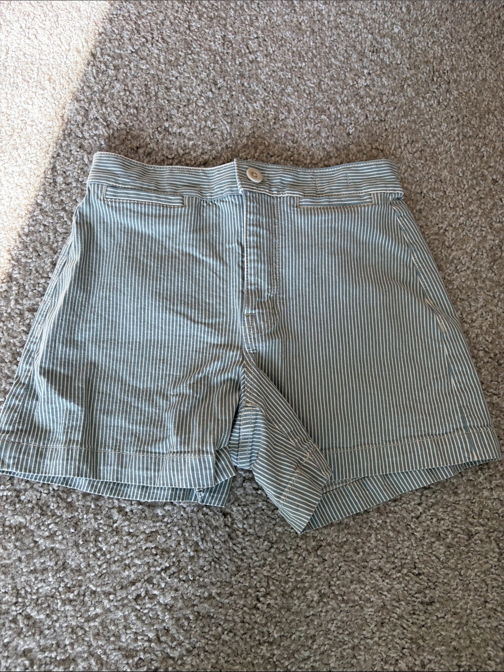 Madewell Emmett High-Rise Striped Women’s Shorts in Light Blue/White